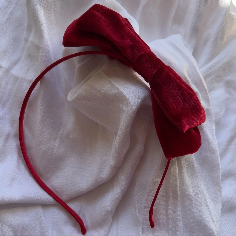 Red Velvet Bow Headband hair Accessories Acrylic Hair Claw NWOT